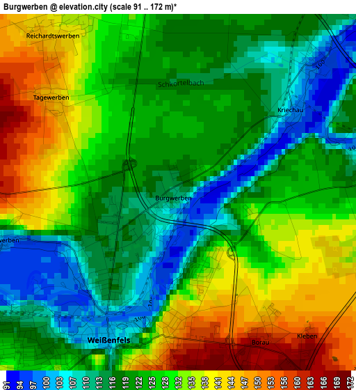 Burgwerben elevation map
