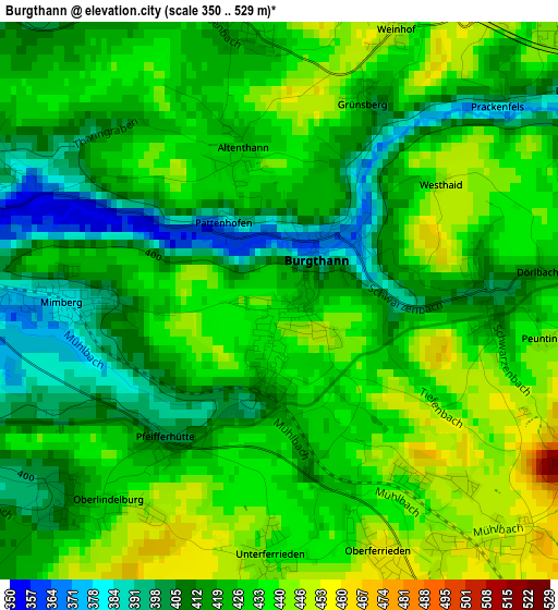 Burgthann elevation map