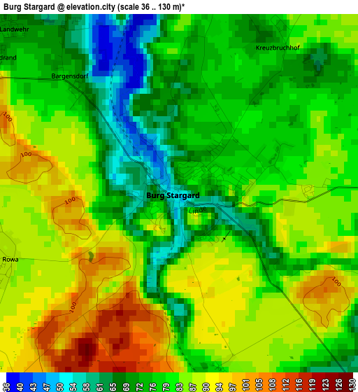 Burg Stargard elevation map