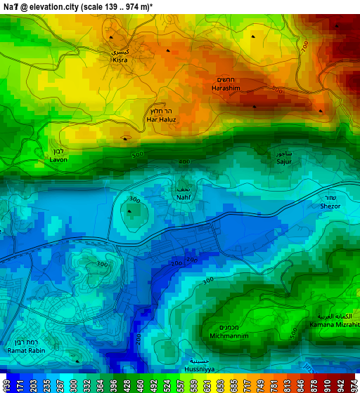 Naḥf elevation map