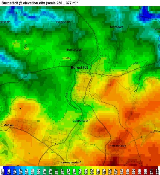 Burgstädt elevation map