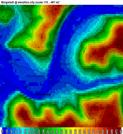 Bürgstadt elevation map