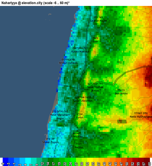 Nahariyya elevation map