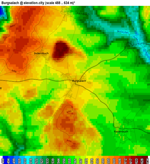 Burgsalach elevation map