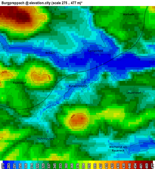 Burgpreppach elevation map