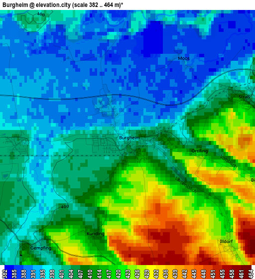 Burgheim elevation map