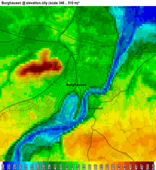 Burghausen elevation map