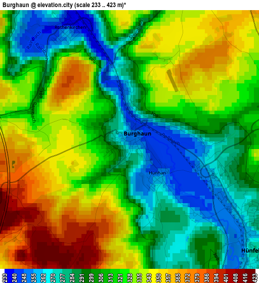 Burghaun elevation map