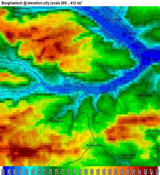 Burghaslach elevation map