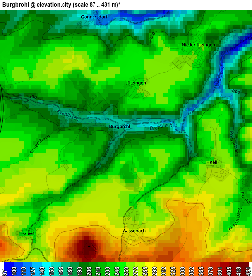 Burgbrohl elevation map