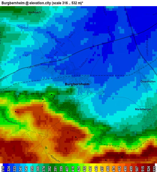 Burgbernheim elevation map