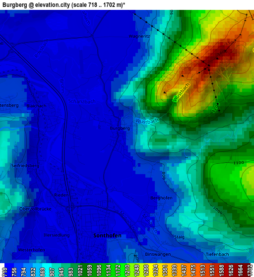 Burgberg elevation map