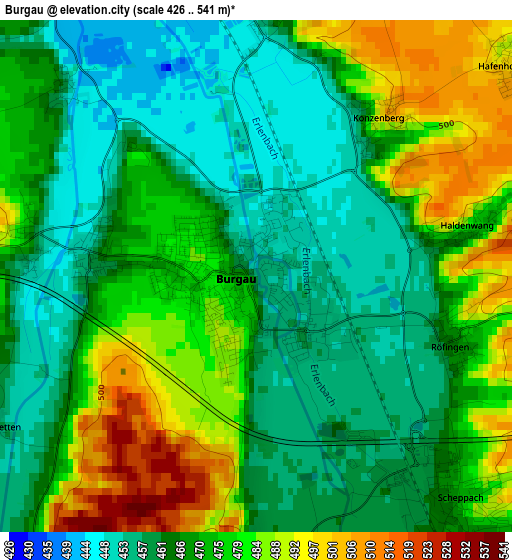 Burgau elevation map