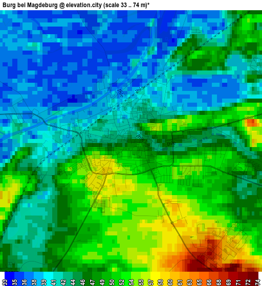 Burg bei Magdeburg elevation map