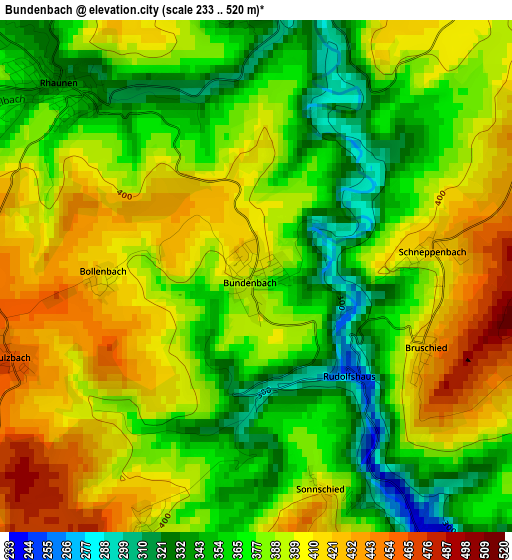 Bundenbach elevation map