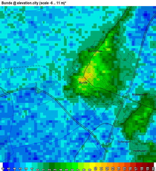 Bunde elevation map