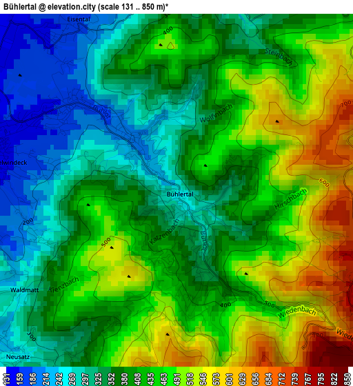 Bühlertal elevation map