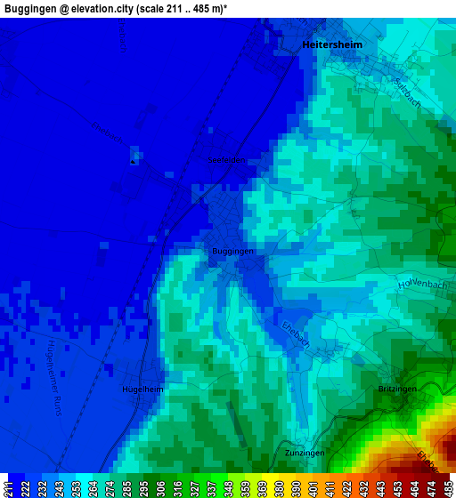 Buggingen elevation map