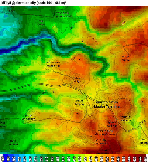 Mi‘ilyā elevation map