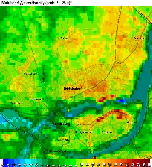 Büdelsdorf elevation map