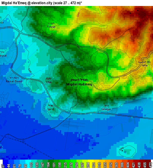 Migdal Ha‘Emeq elevation map