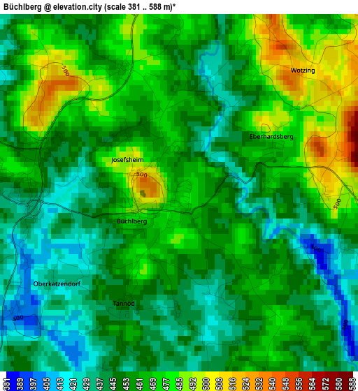 Büchlberg elevation map