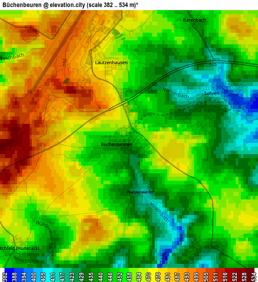 Büchenbeuren elevation map