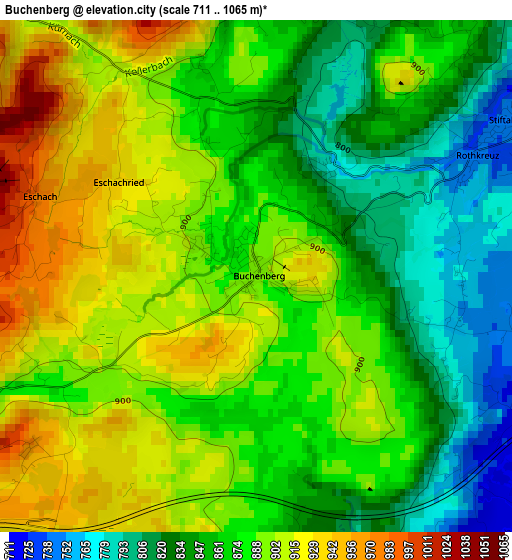 Buchenberg elevation map