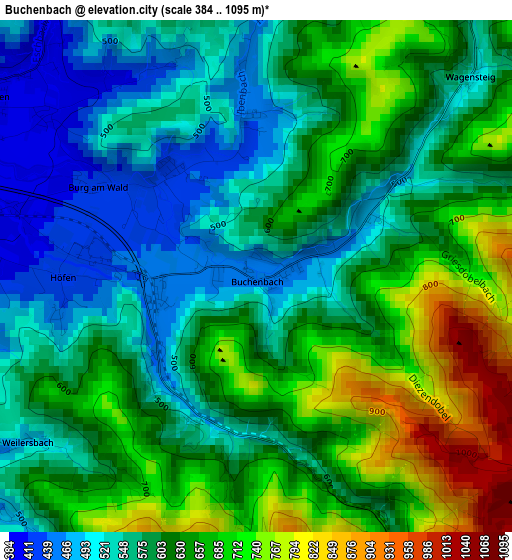 Buchenbach elevation map