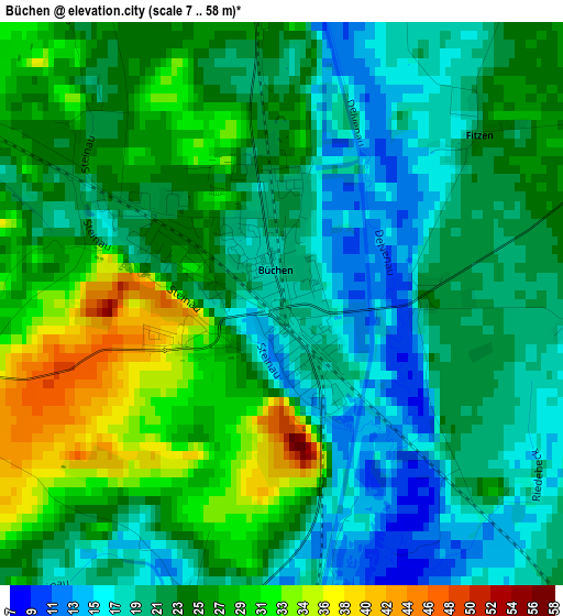 Büchen elevation map