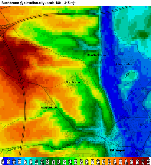 Buchbrunn elevation map