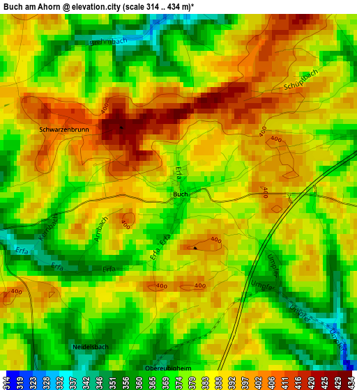 Buch am Ahorn elevation map