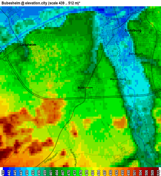 Bubesheim elevation map