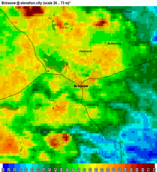 Brüssow elevation map