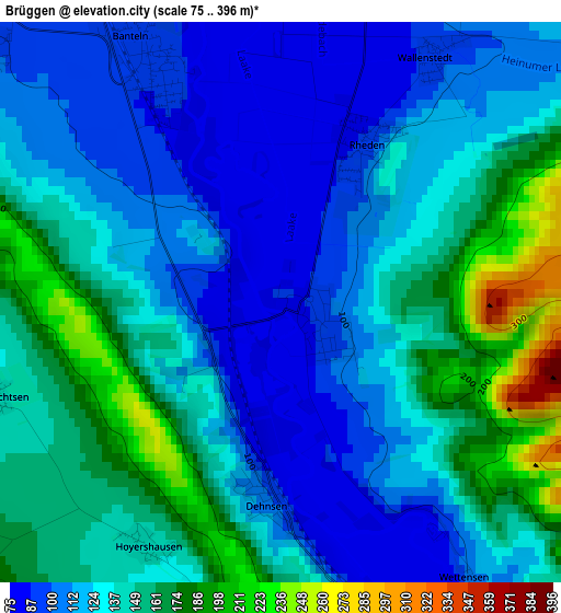 Brüggen elevation map