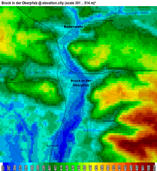 Bruck in der Oberpfalz elevation map