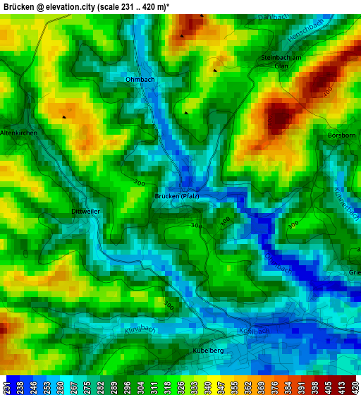 Brücken elevation map