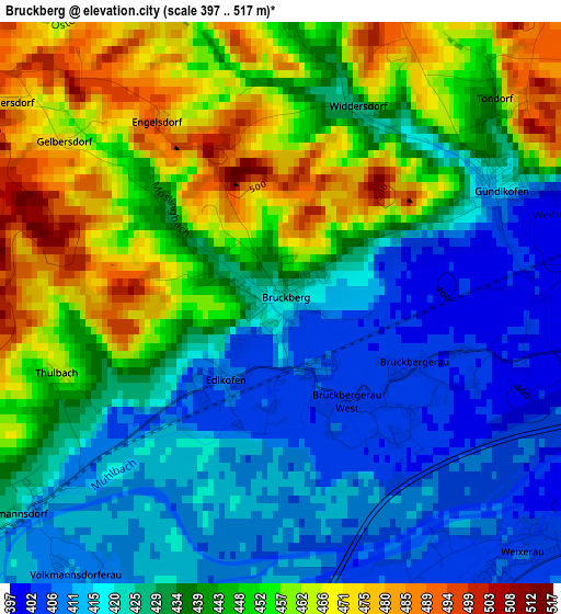 Bruckberg elevation map