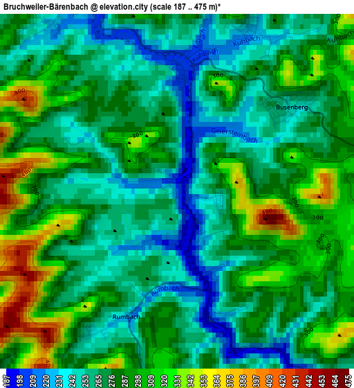 Bruchweiler-Bärenbach elevation map