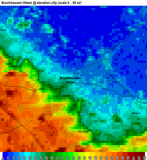 Bruchhausen-Vilsen elevation map