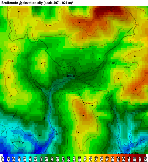 Brotterode elevation map