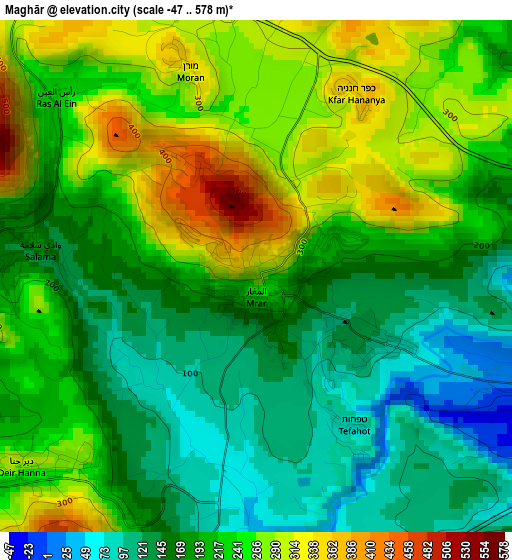 Maghār elevation map