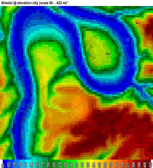 Briedel elevation map