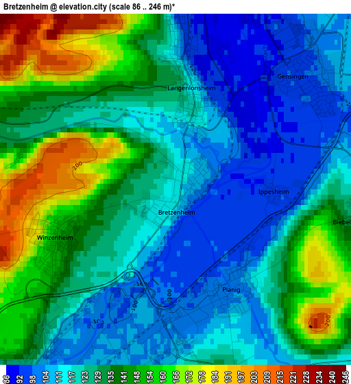 Bretzenheim elevation map