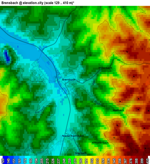 Brensbach elevation map