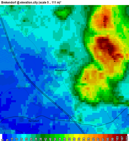 Brekendorf elevation map