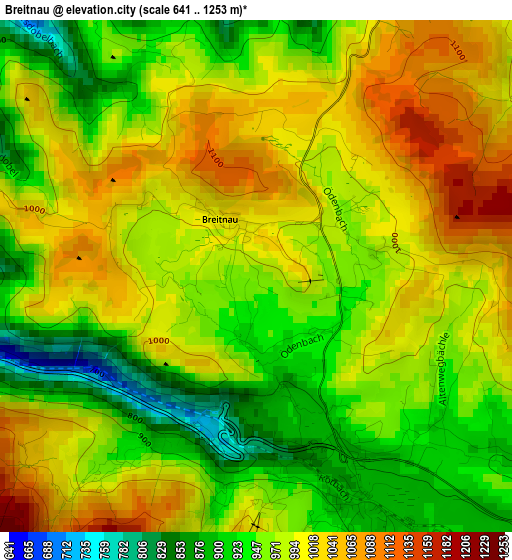 Breitnau elevation map