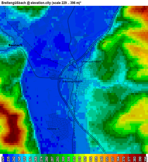 Breitengüßbach elevation map