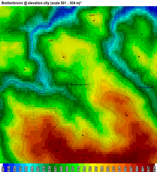 Breitenbrunn elevation map