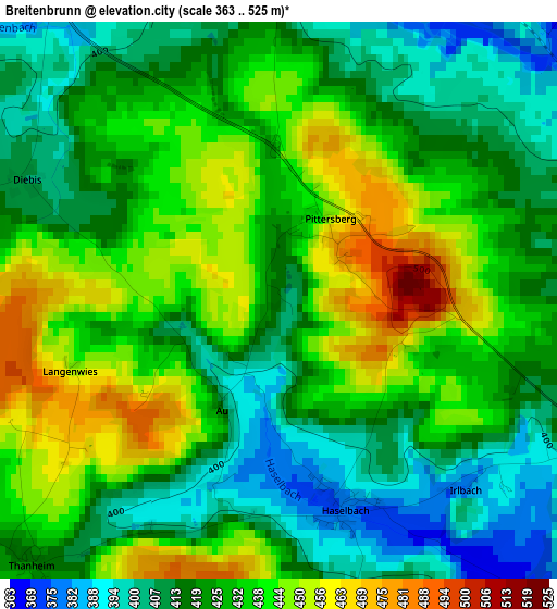 Breitenbrunn elevation map